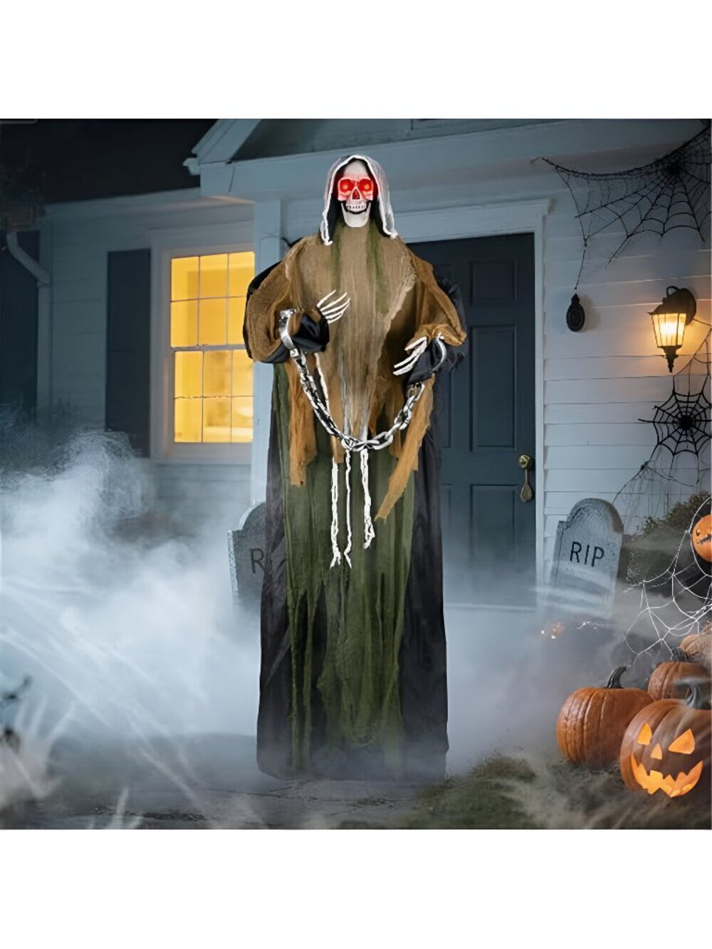 MGparty 74" Halloween Animatronic Grim Reaper Outdoor Decoration